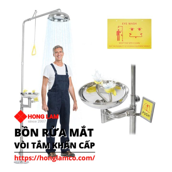 Cây rửa mắt kết hợp vòi tắm khẩn cấp tại Tphcm giá bao nhiêu?