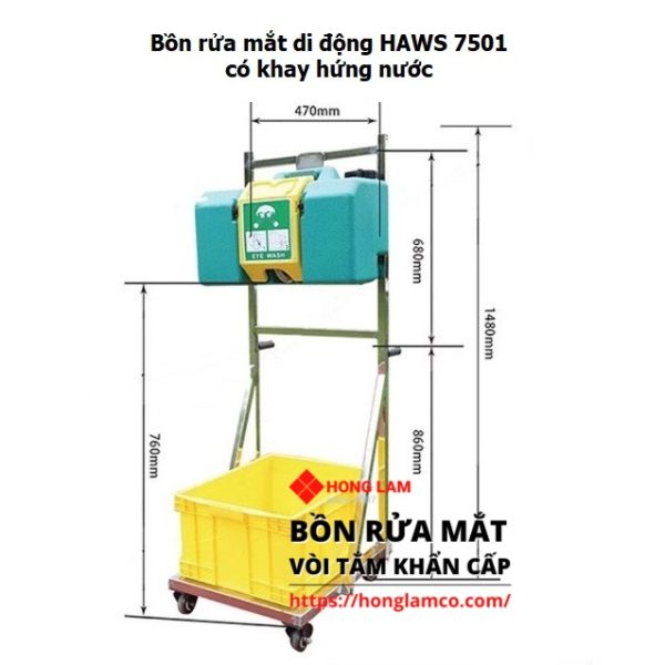 Bồn Rửa Mắt Di Động Haws 7501 có khay hứng nước