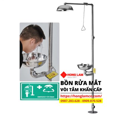 Bồn Rửa Mắt Khẩn Cấp Gắn Tường Bằng Thép Không Gỉ 304
