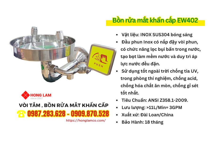 Bồn rửa mắt khẩn cấp EW402 – Giải pháp an toàn và chuyên nghiệp