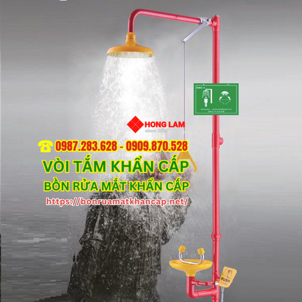 Bồn Rửa Mắt Khẩn Cấp UK303 - Thiết Bị Tắm Và Rửa Mắt Khẩn Cấp Tiêu Chuẩn ANSI Z358.1