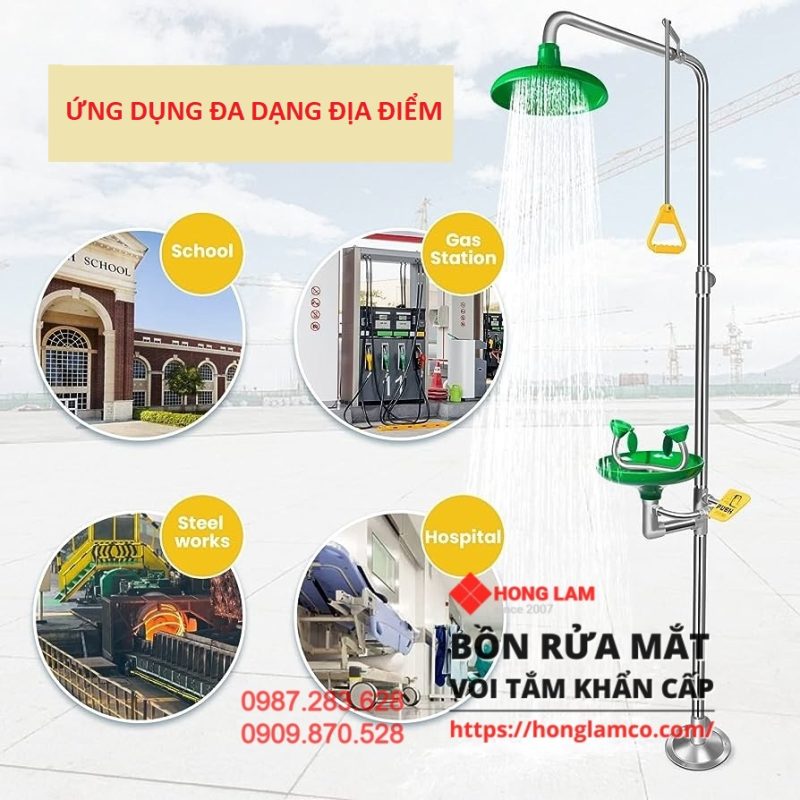 Bộ Rửa Mắt và Tắm Khẩn Cấp Dùng Cho Xưởng Sản Xuất