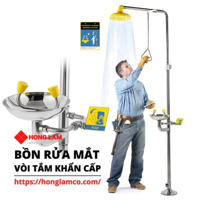 Cung cấp và lắp đặt cây tắm khẩn cấp kèm vòi rửa mắt tại Tphcm