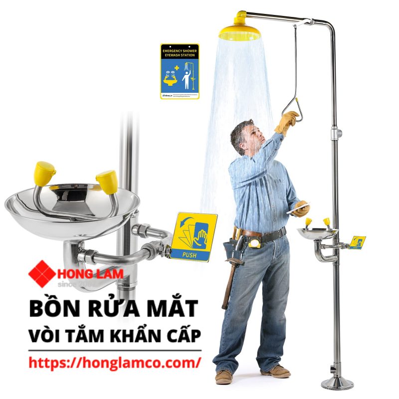 Cung cấp và lắp đặt cây tắm khẩn cấp kèm vòi rửa mắt tại Tphcm