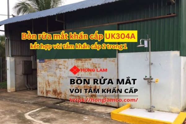 Bồn rửa mắt khẩn cấp UK304A kết hợp vòi tắm khẩn cấp 2 trong 1